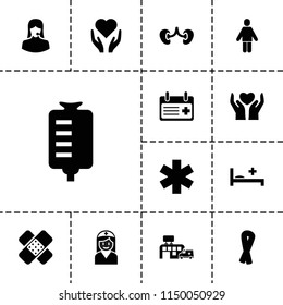 Help icon. collection of 13 help filled icons such as ribbon, hand with heart, drop counter, kidney, customer support, medical bed. editable help icons for web and mobile.