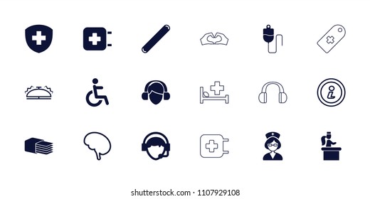 Help icon. collection of 18 help filled and outline icons such as disabled, operator, nurse, doctor, bell, info, airport desk. editable help icons for web and mobile.