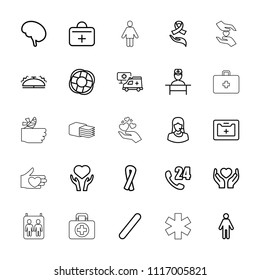 Help icon. collection of 25 help outline icons such as ribbon, 24 hours support, man, heart on hand, hands holding heart. editable help icons for web and mobile.