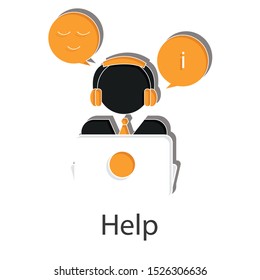 Help icon concept on white background. Expertise creative idea design. Flat vector illustration use for your presentation or project.