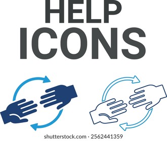 Help icon. Contains friends, groups of friends, socialize, friendly, cheers, trust, support, and best friends icons. Solid icon collection. Vector illustration.