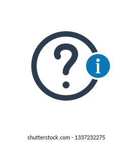 Help icon with information sign. Help icon and about, faq, help, hint symbol. Vector illustration