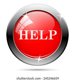 Help icon. Internet button on white background. 