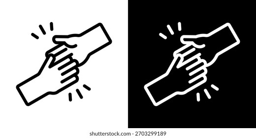 Hilfesymbol der Vektorgrafik mit schwarz-weißer Linie
