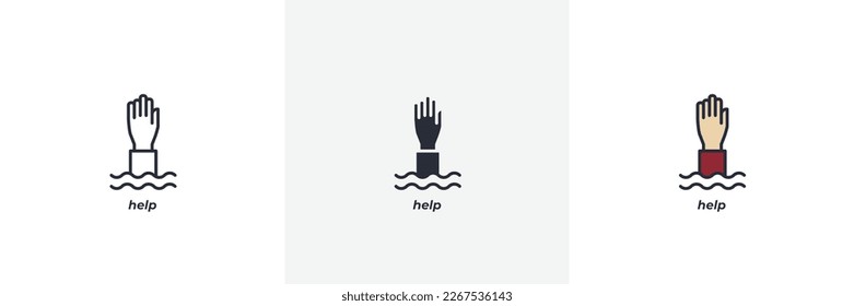 help icon. Line, solid and filled outline colorful version, outline and filled vector sign. Idea Symbol, logo illustration. Vector graphics
