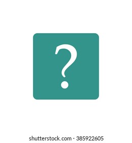 Help icon, on green rectangle background, white outline