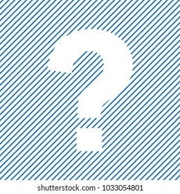 Help icon. Question mark sign on blue striped background. Vector illustration