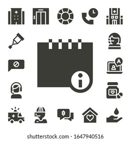 conjunto de iconos de ayuda. 17 iconos de ayuda rellenos. Incluye Hospital, Crutch, Chat, Información, Servicio al Cliente, Centro de llamadas, Pilares, Ambulancia, Ascensor, Soporte, Seguros, Iconos de Sangre