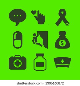 help icon set with heart and hand, aids and pill vector illustration