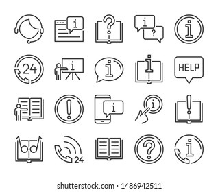 Help icon. Help and Support line icons set. Vector illustration.