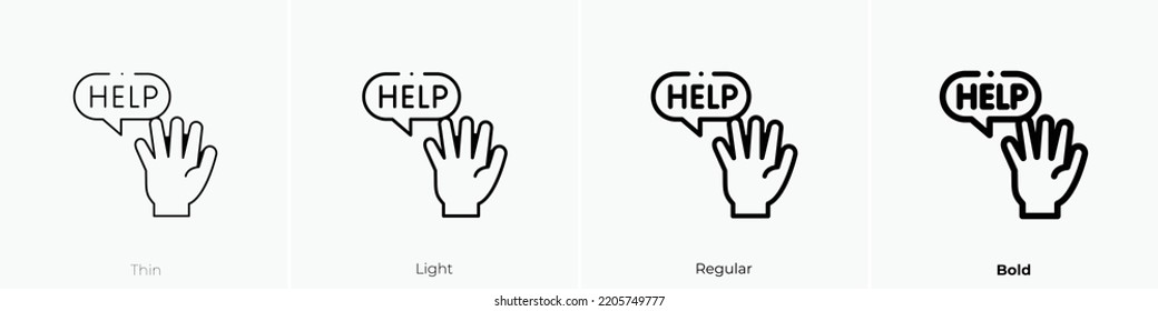 help icon. Thin, Light Regular And Bold style design isolated on white background