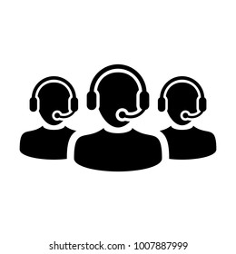 Help Icon Vector Male Group of People for Call Center Online Support Services for Customers with Headset in Glyph Pictogram Symbol illustration