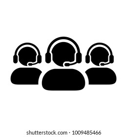 Help Icon Vector Male Group of People for Call Center Online Support Services for Customers with Headset in Glyph Pictogram Symbol illustration