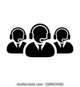 Help Icon Vector Male Group of People for Call Center Online Support Services for Customers with Headset in Glyph Pictogram Symbol illustration
