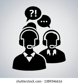 Help Icon Vector Male Group of People for Call Center Online Support Services for Customers with Headset in Glyph Pictogram Symbol illustration
