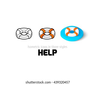 Help icon, vector symbol in flat, outline and isometric style