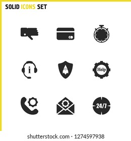 Help icons set with dislike, timer and credit card elements. Set of help icons and stopwatch concept. Editable vector elements for logo app UI design.