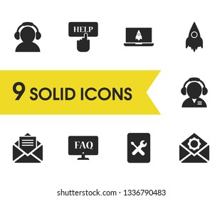 Help icons set with message, click help and hotline elements. Set of help icons and secretary concept. Editable vector elements for logo app UI design.
