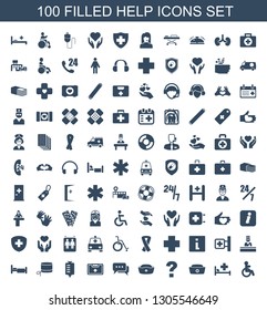 help icons. Trendy 100 help icons. Contain icons such as disabled, medical bed, nurse hat, question, chat, medical kit, drop counter, bed, doctor. help icon for web and mobile.