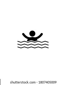 help icon,water wave with man icon.