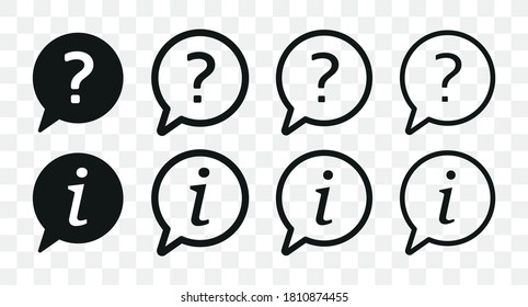 Help and information icons set, question mark, information. Vector illustration