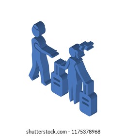 help isometric left top view 3D icon