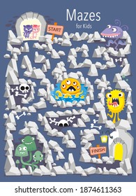 Help the kittens get around the monsters. Follow the road to the finish line. Maze game, activity for mindfulness.