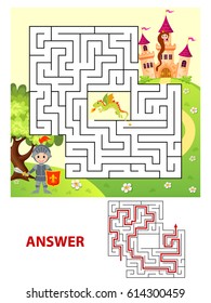 Help Knight Find Path To Princess. Labyrinth. Maze Game For Kids