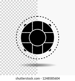 Help, life, lifebuoy, lifesaver, preserver Glyph Icon on Transparent Background. Black Icon