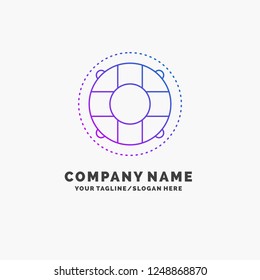 Help, Life, Lifebuoy, Lifesaver, Preserver Purple Business Logo Template. Place For Tagline