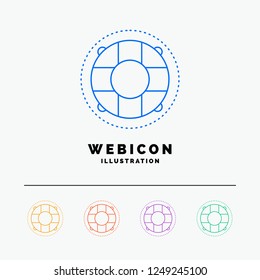 Help, life, lifebuoy, lifesaver, preserver 5 Color Line Web Icon Template isolated on white. Vector illustration