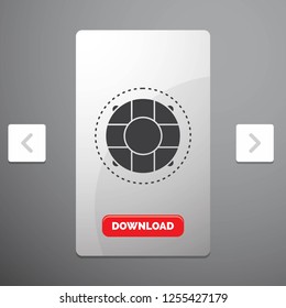 Help, life, lifebuoy, lifesaver, preserver Glyph Icon in Carousal Pagination Slider Design & Red Download Button