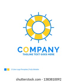 help, lifebuoy, lifesaver, save, support Blue Yellow Business Logo template. Creative Design Template Place for Tagline.