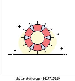 help, lifebuoy, lifesaver, save, support Flat Color Icon Vector