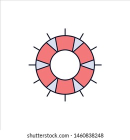help, lifebuoy, lifesaver, save, support Flat Color Icon Vector. Vector Icon Template background