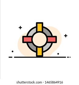 Help, Lifesaver, Support  Business Flat Line Filled Icon Vector Banner Template. Vector Icon Template background