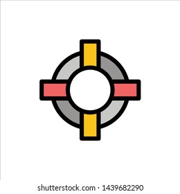 Help, Lifesaver, Support  Flat Color Icon. Vector icon banner Template