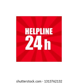 Help Line 24 hours red banner,Tag, Sticker, Sign
