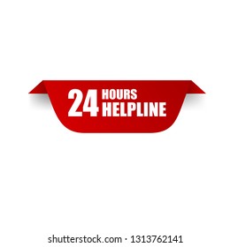 Help Line 24 hours red banner,Tag, Sticker, Sign