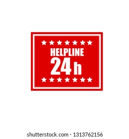 Help Line 24 hours red banner,Tag, Sticker, Sign