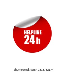 Help Line 24 hours red banner,Tag, Sticker, Sign