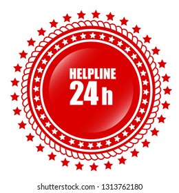 Help Line 24 hours red banner,Tag, Sticker, Sign