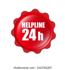 Help Line 24 hours red banner,Tag, Sticker, Sign
