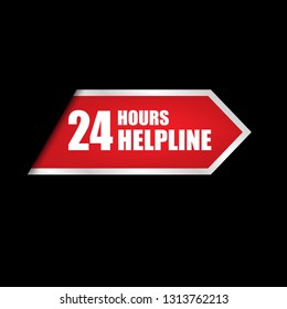 Help Line 24 hours red banner,Tag, Sticker, Sign