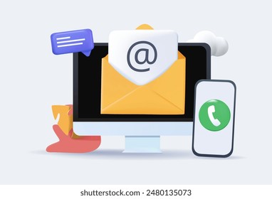 Help line abstract concept 3D vector illustration. Get in touch, contact, support. Customer self-service, call center, online assistance, FAQ, e-support system, virtual service. 3D illustration vector