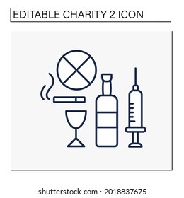 Help Line Icon. Drug, Alcohol And Abuse Charities. Organizations Help People With Treatment, Mental Help And Support. Care, Protection.Charity Concept. Isolated Vector Illustration. Editable Stroke