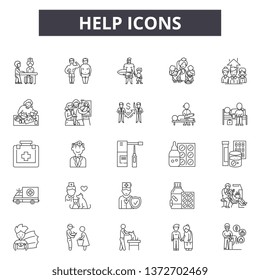 Help line icons, signs, vector set, outline illustration concept 