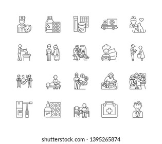 Help line icons, signs, vector set, outline illustration concept 