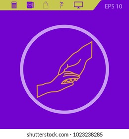 Help line vector icon on a violet background. Flat design style.