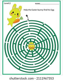 Help little bunny find path to Easter egg. Labyrinth. Maze game for kids;A board game with a rabbit. Easter.